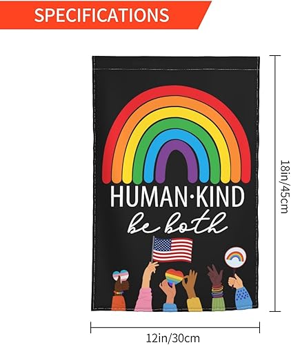 Miniatura 6 de Human Kind Be Both Be Kind, bandera de jardín de 12 x 18 pulgadas, decoración vertical de doble cara, bandera pequeña para exteriores, vacaciones,