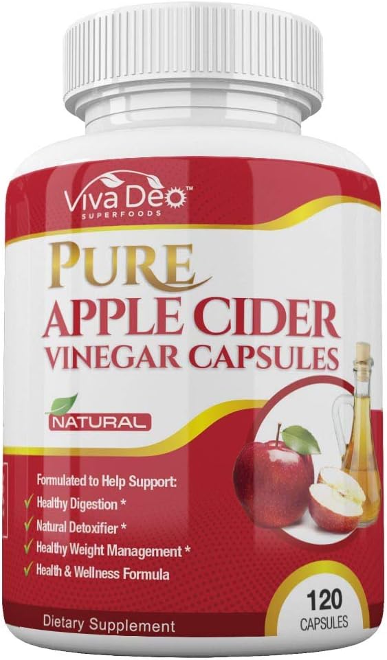 120 Apple Cider Vinegar Pills | Made with Organic ACV | Fast Acting, Appetite Suppression & Detox Supplement Capsules | Supports Weight Loss, Detox, Blood Pressure, Cholesterol, Gorgeous Hair & Skin