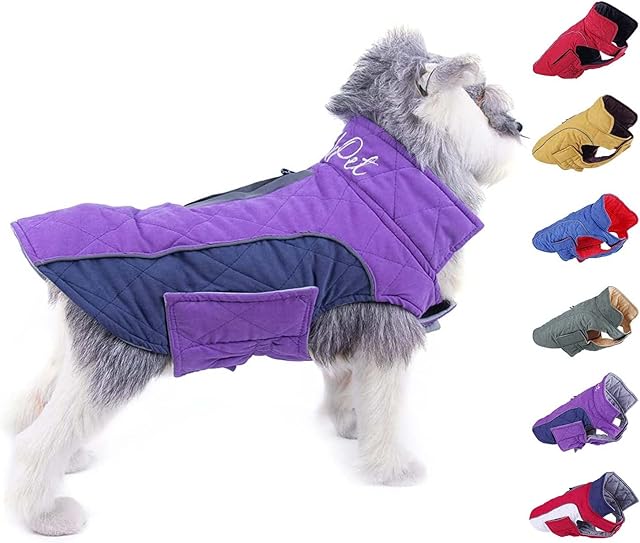ThinkPet Dog Cold Weather Coats - Cozy Waterproof Windproof Reversible Winter Dog Jacket, Thick Padded Warm Coat Reflective Vest Clothes for Puppy Small Medium Large Dogs Medium Purple