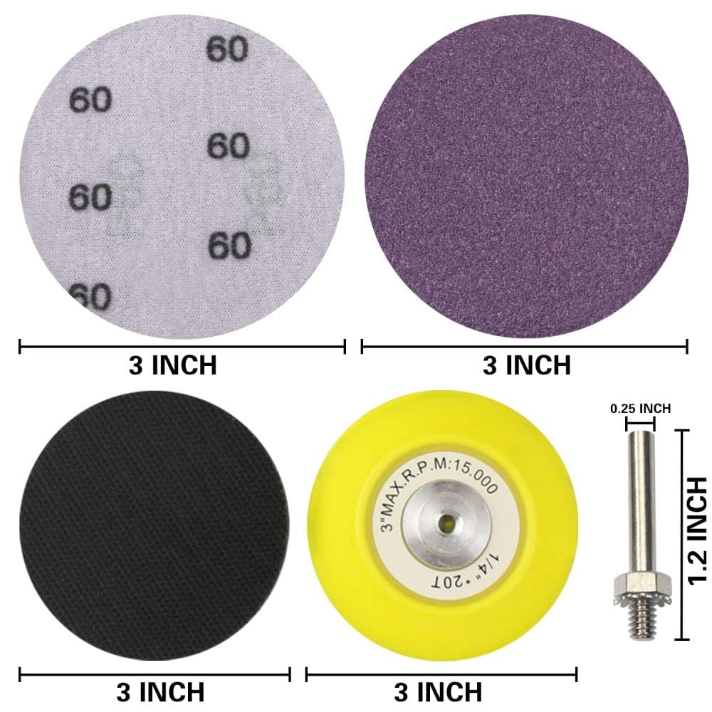 123 dischi abrasivi da 7,6 cm, carta vetrata a strappo, grana da 600 a 5000, platorello da 1/4'', tampone di lucidatura in schiuma morbida per legno, metallo, auto