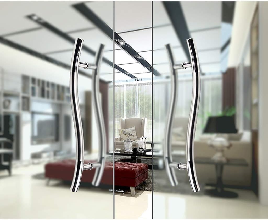 Heavy Duty Stainless Steel S-Type Commercial Office Tempered Glass Door Push-Pull Handle/Sliding Barn Door Handle-Length 60cm