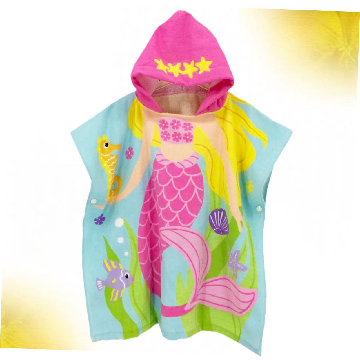 Gatuida Toalla de Playa Infantil con Capucha de Algodón para Poncho Wearable Estampado de Sirena Ligera y para Baño y Playa