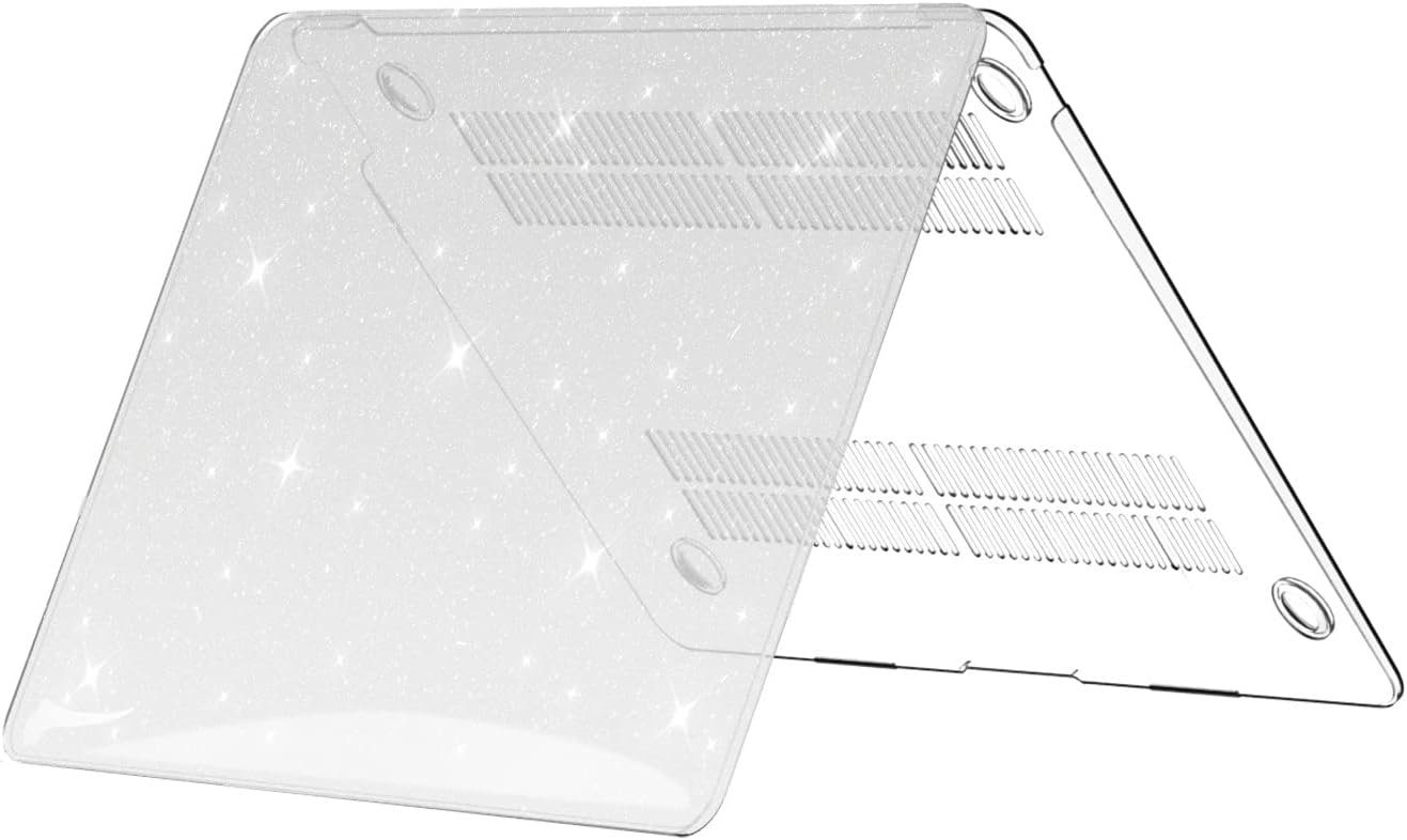 B BELK Compatible with MacBook Air 13 inch Case M1, MacBook Air Case 2021 2020 2019 2018 A2337 A2179 A1932 Touch ID Retina Display, Laptop Plastic Hard Case + 2 Keyboard Covers, Glitter Clear