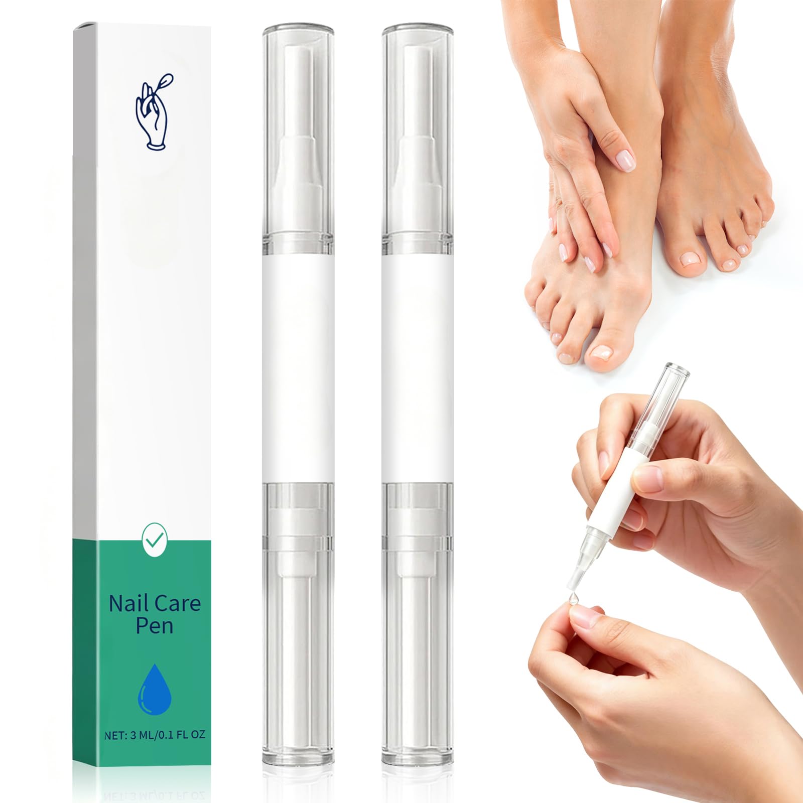 Nail Care Pen, 2 Stück Nagelpilz Stift zur Nagelpflege Fingernägel & Fußnägel, Nagelpilz Pen mit Teebaumöl & Aloe Vera, Schnelle Absorption Nägel Nähren
