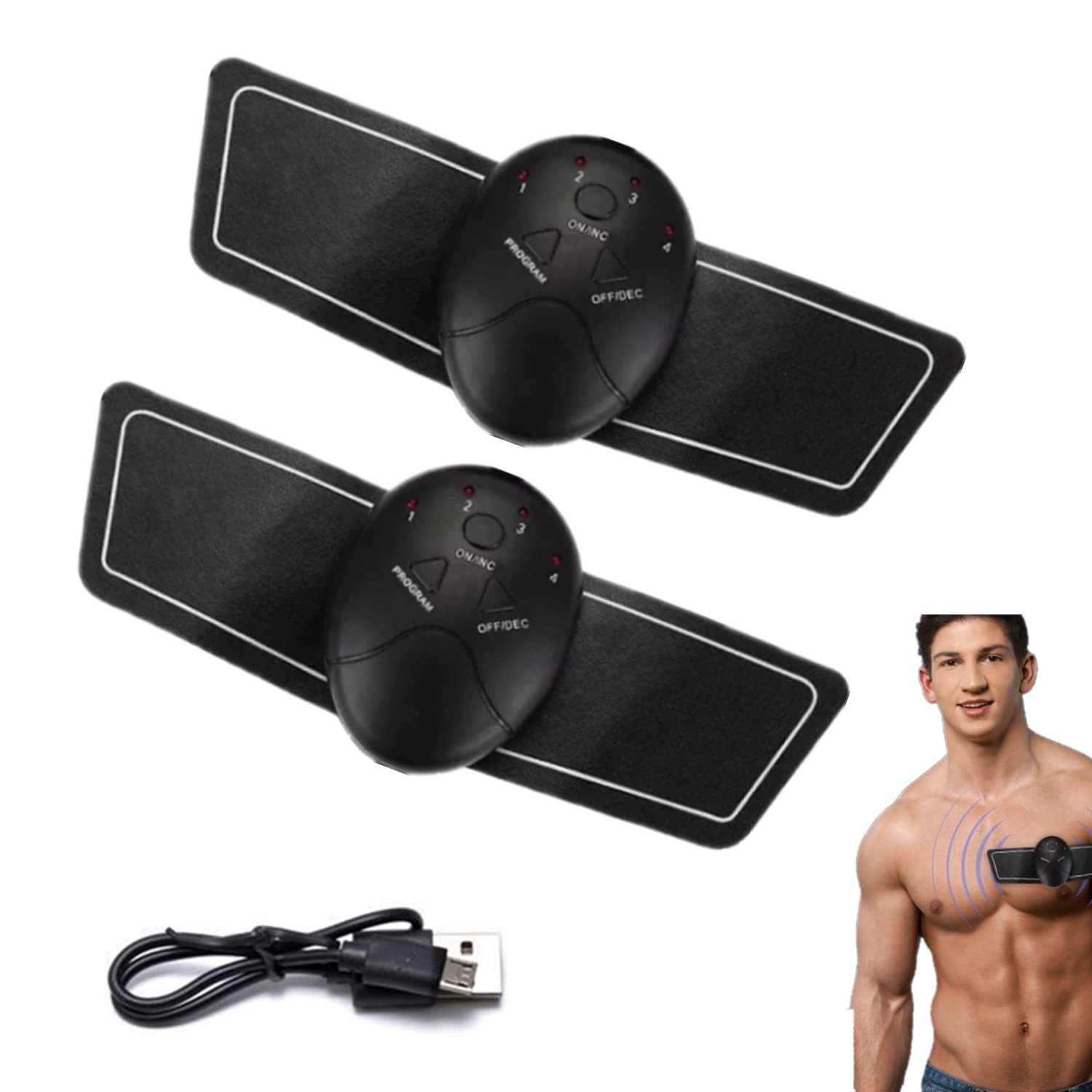 Trener klatki piersiowej dla mężczyzn, stymulator mięśni EMS, USB, 6 trybów, ulga limfatyczna EMS, masaż szyi, szyi, ramion, pleców, ramion, nóg, 2 szt