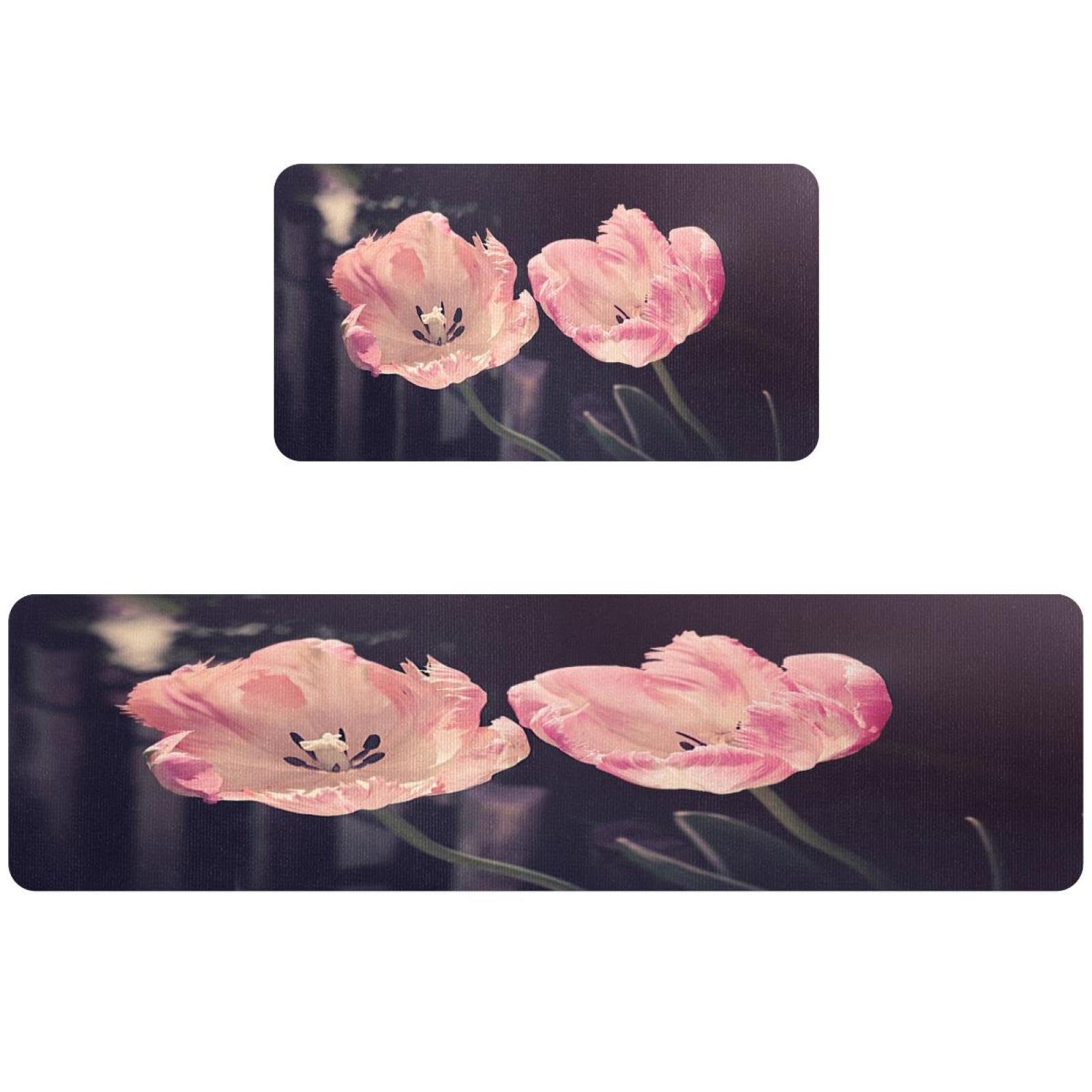 Tapetes de cocina florales VAPOKF juego de 2 alfombras lavables y antideslizantes