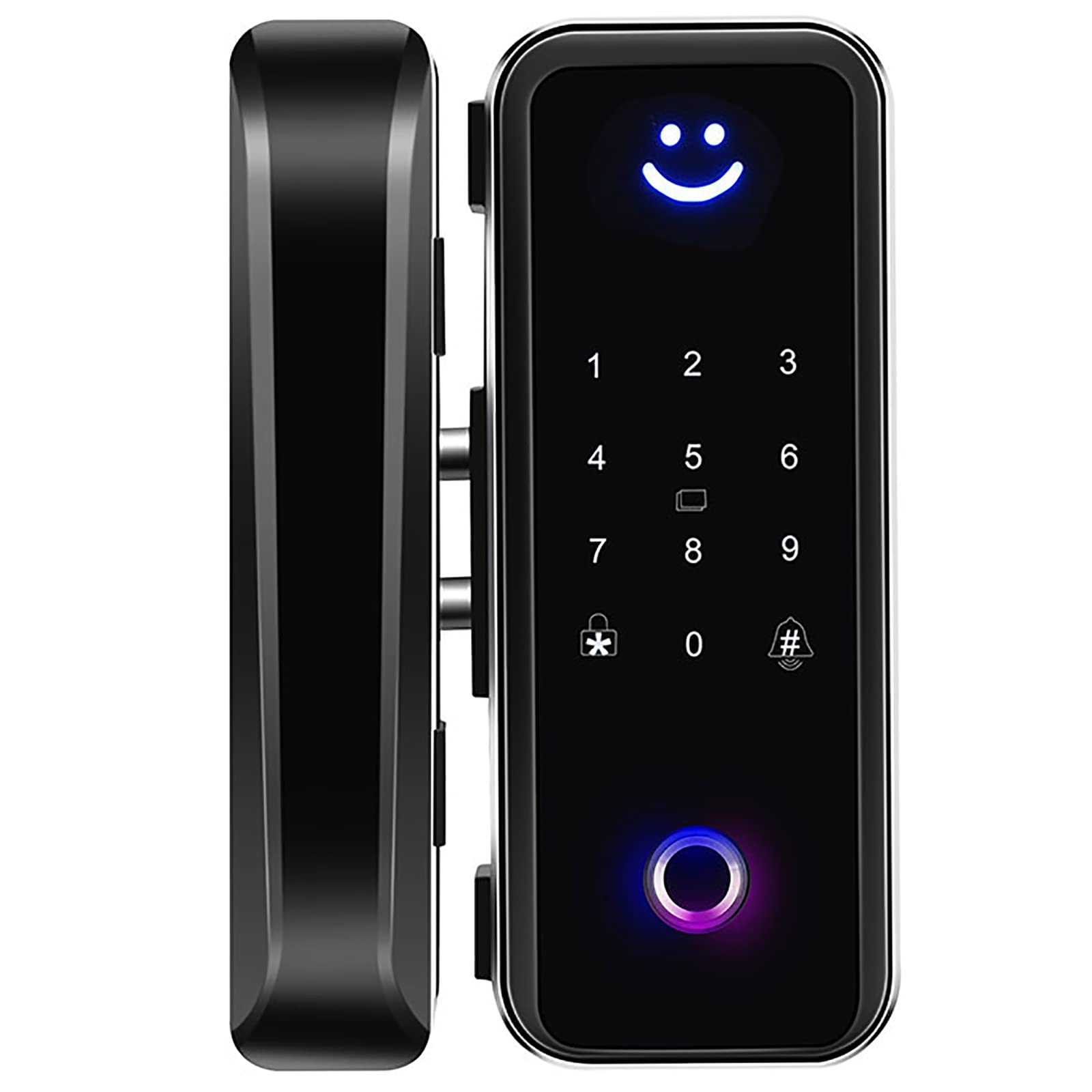 Mnuvxzaewf One Color Keyless Entry Electronic Deadbolt Lock With Biometric Fingerprint, Touch Keypad, App Control, Ic Card, Smiley Led Tri-Color