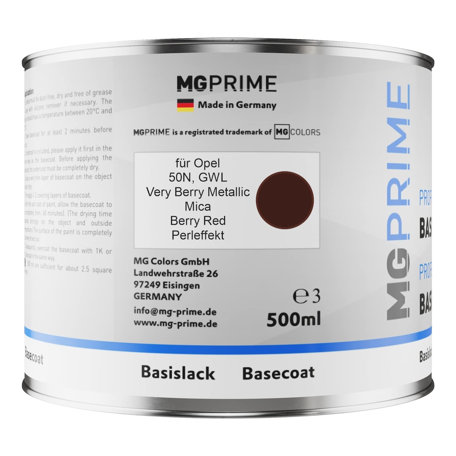 Peinture Voiture Bombes Aérosols Pour Opel GWL 50N Very Berry Metallic Mica