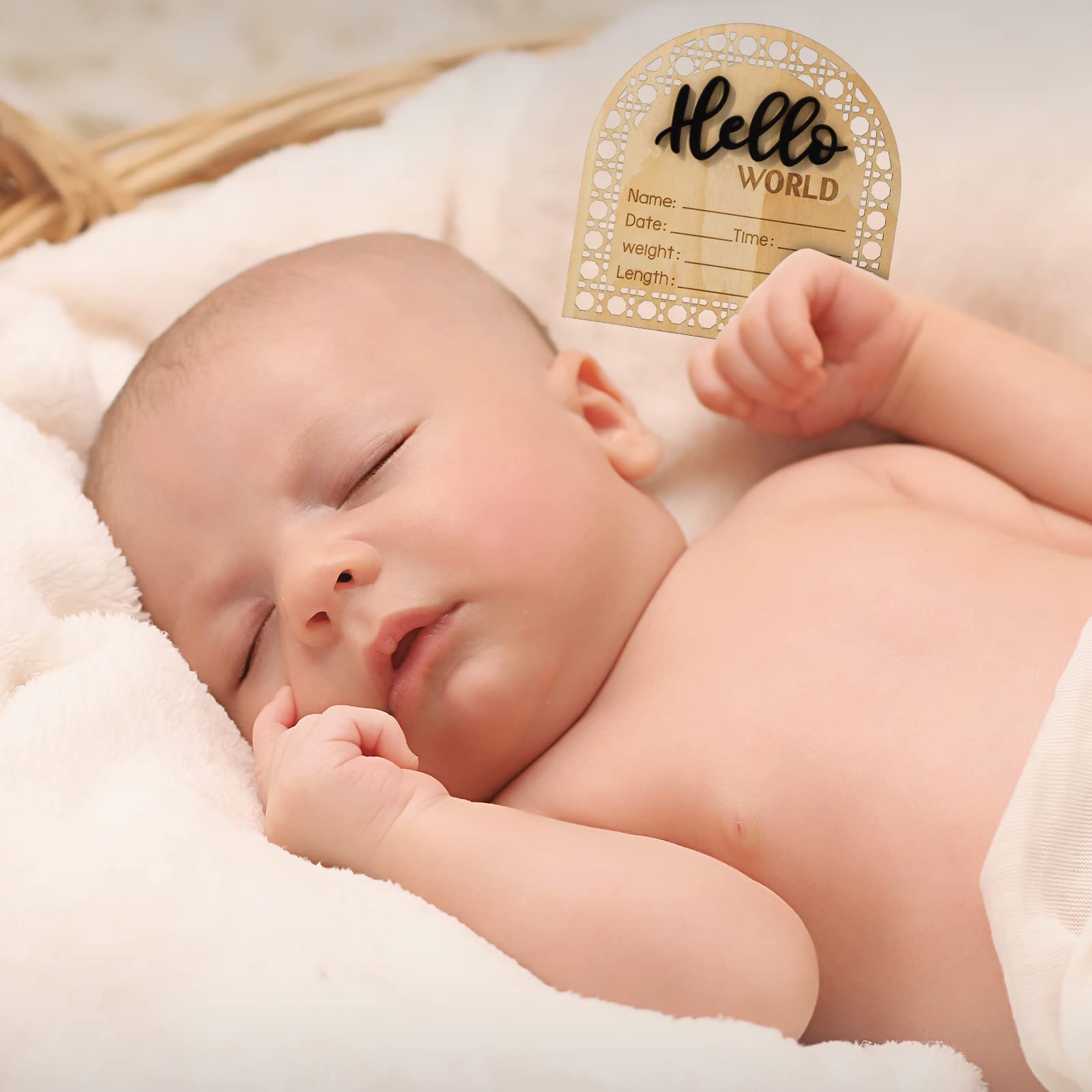 Ouligay Baby aankondiging teken 15,9 cm rond houten hallo Ouligay Baby aankondiging teken 15,9 cm rond houten hallo