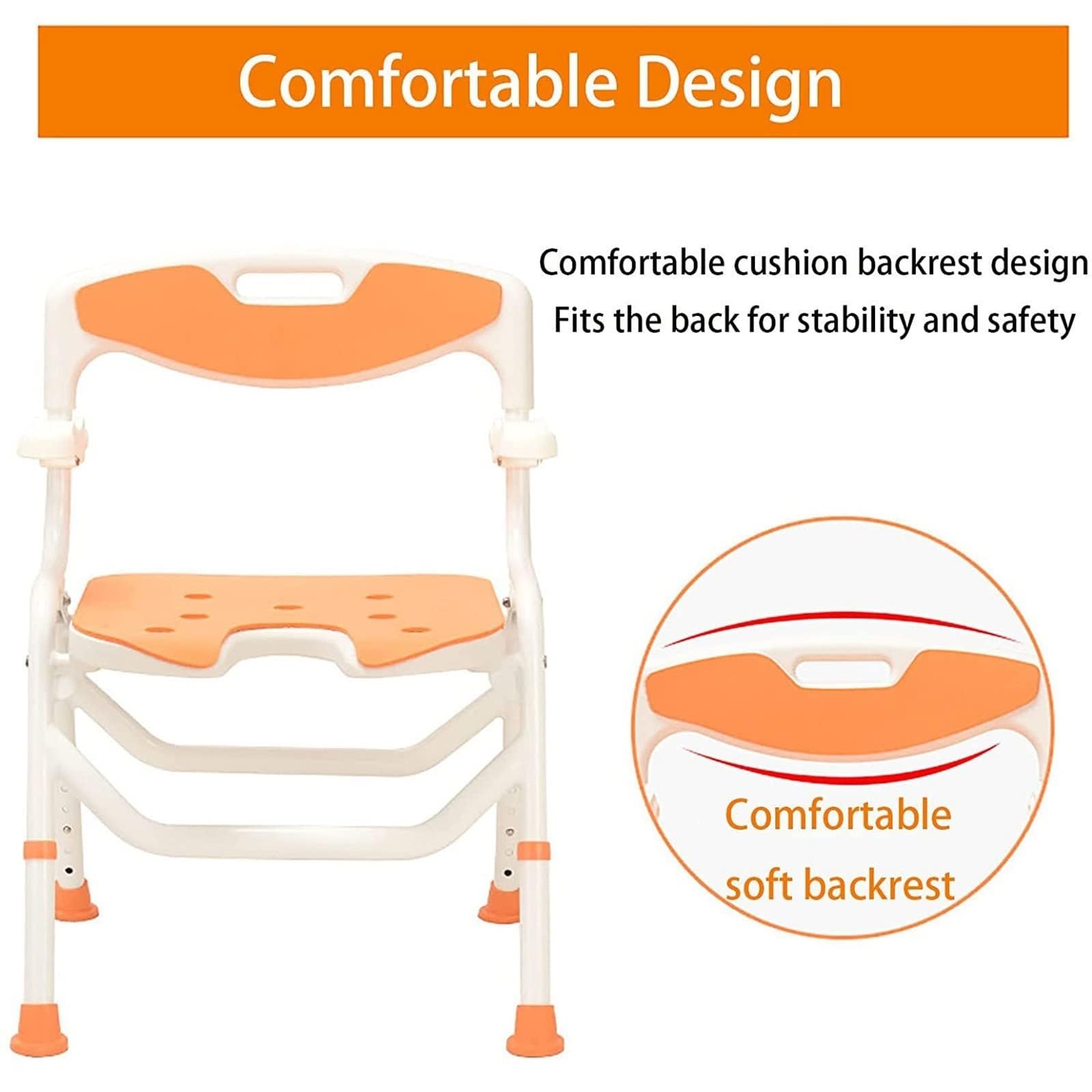 X&Z-XAOY Asiento De Ducha Regulable En Altura para Ancianos,discapacitados/Embarazadas Silla De Ducha Plegable con Brazos Y Respaldo Asiento De Baño Antideslizante Carga 330 Lbs