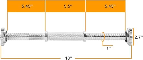 Miniatura 3 de Mancuernas roscadas de gomacromo de 1 pulgada, asas ajustables de barra de mancuerna, se adapta a placas de peso estándar con 1 pulgada de diámetro,
