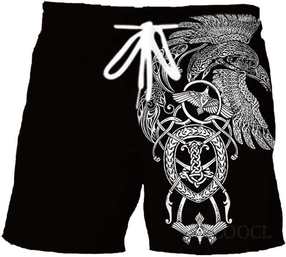 Viking Odin Crow Shorts Norse Myth Raven Tattoo Swimming Trunks Quick Dry Summer Beach Shorts Casual Gym Sports Shorts