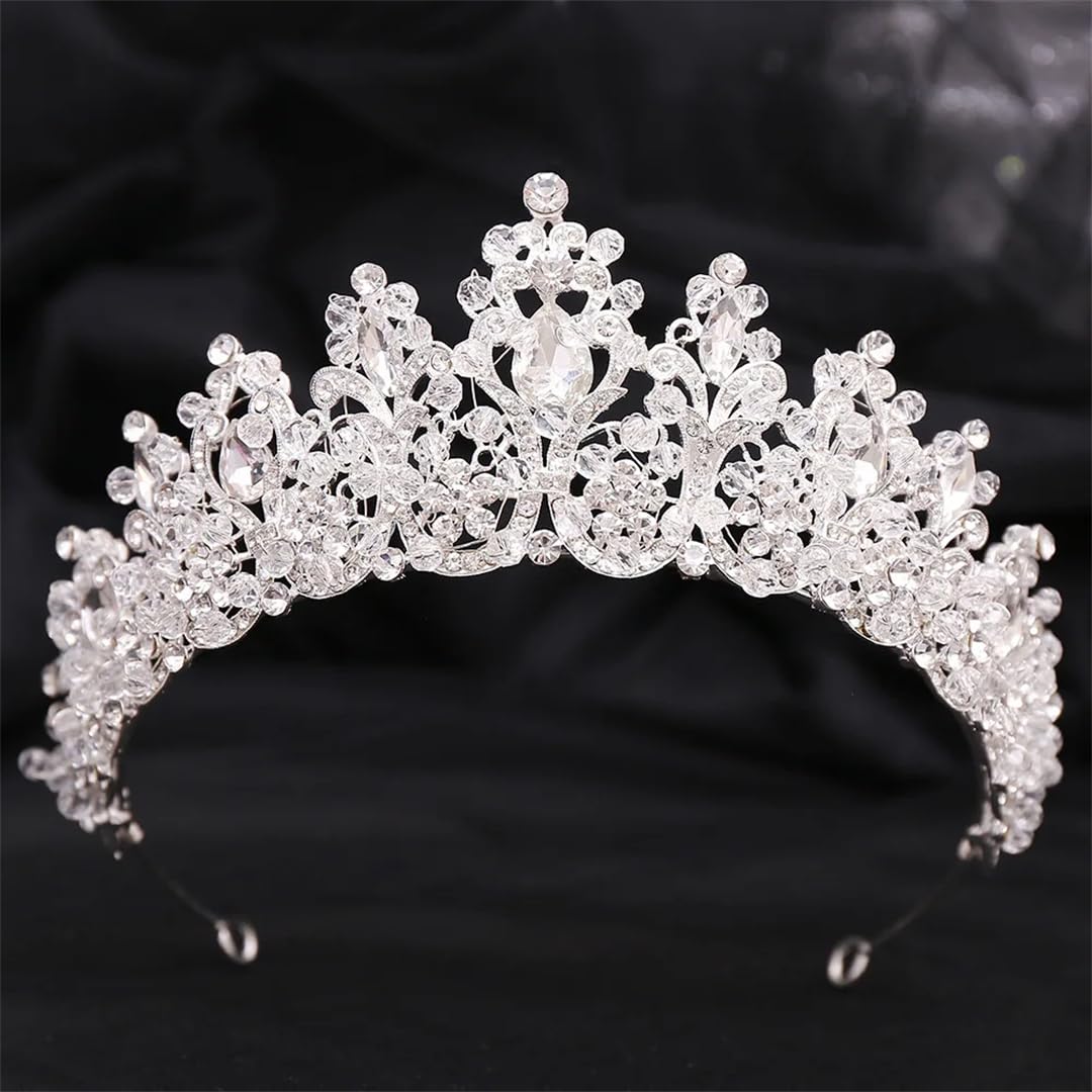 Rhinestones Beaded Tiaras Diadem For Women Girls Bridal Wedding Party Queen Crown Hair Dress Accessories Gold EN8