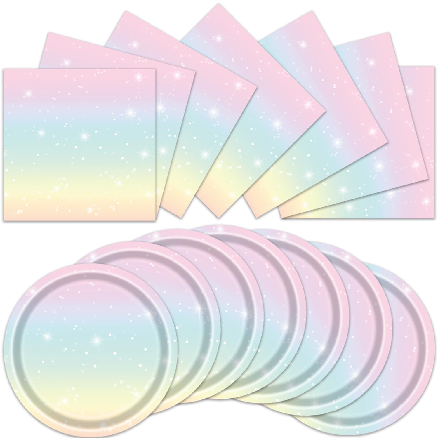 ACIYHN 40Pcs Pastel Rainbow Party Decorations Disposable Birthday Plates And Napkins Serves 20 Rainbow For Girls Birthday Baby Shower Party