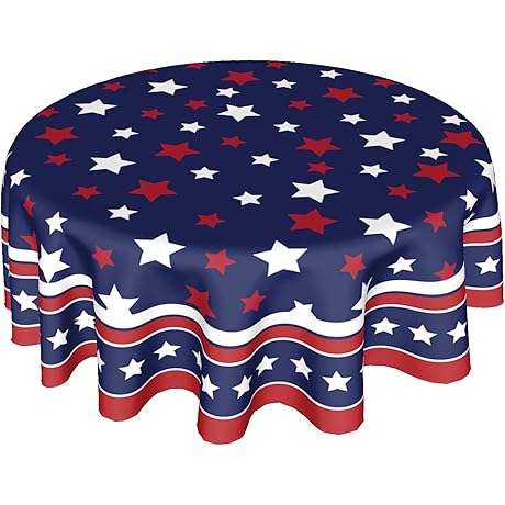 Celebrate Patriotism with Our 4th of July Round Tablecloth - 60 Inch of Star-Spangled Elegance