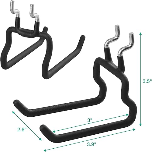Miniatura 8 de Tablero de clavijas y accesorios, paquete de 2 tableros de clavijas de metal blanco y 8 ganchos de metal negro, accesorios de tablero de clavijas