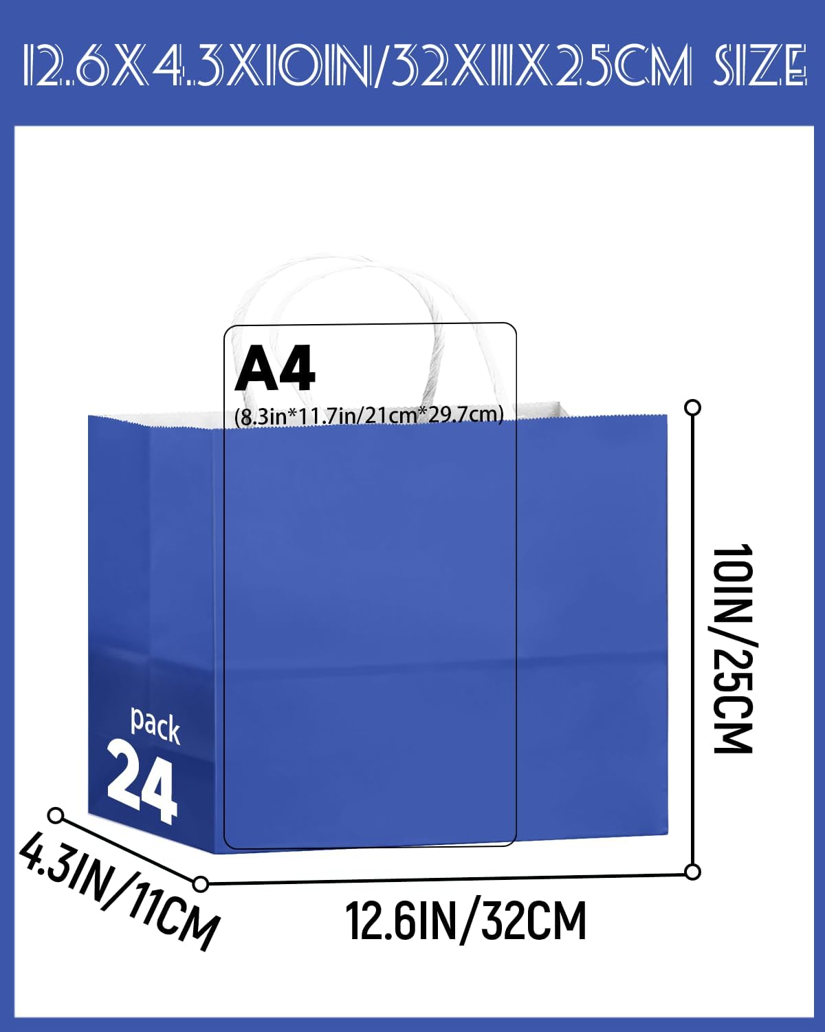 qiqee 24PCS Large Gift Bag with Handles Bulk 13"x4.5"x10" Gift Bags Purple Blue Bags Multiple Uses (32x11x25cm,Wide Large) - Image 5