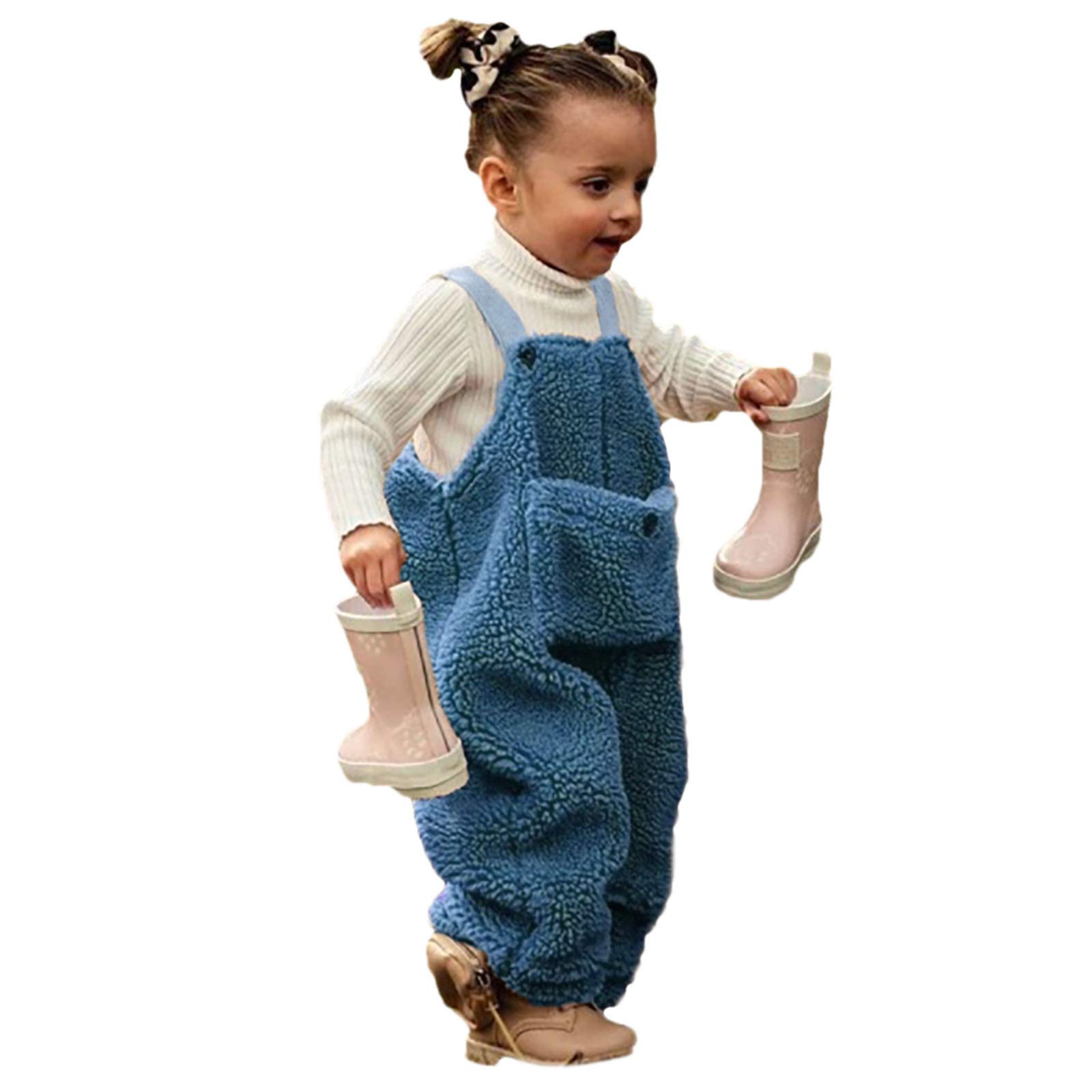 Mono de franela para bebé, niña/niño, mezcla de algodón, peto de peluche con botones, unisex, pantalón de invierno con tirantes