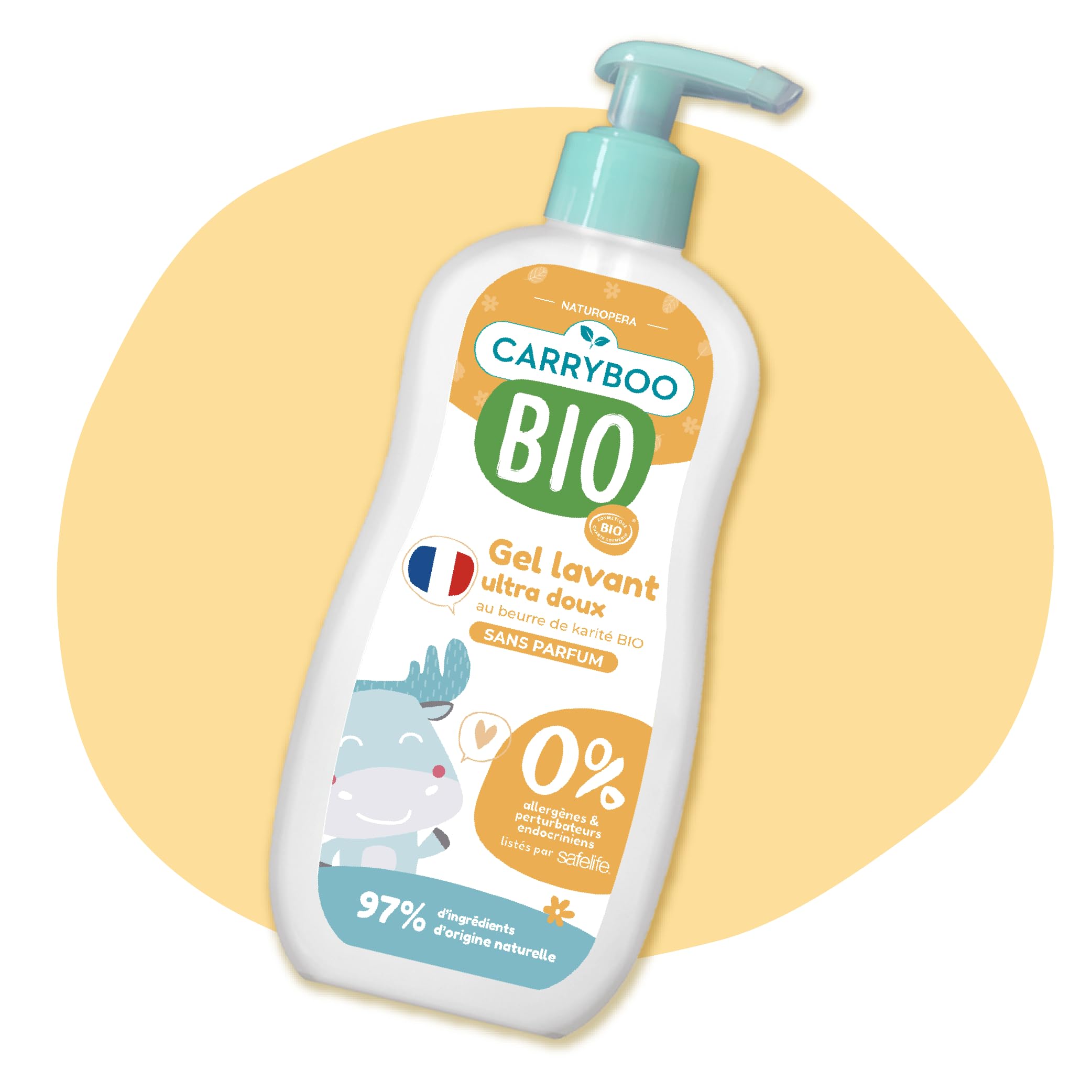 Gel Lavant 2 en 1 ultra doux à l'extrait d'abricot Bio Flacon pompe 500ml