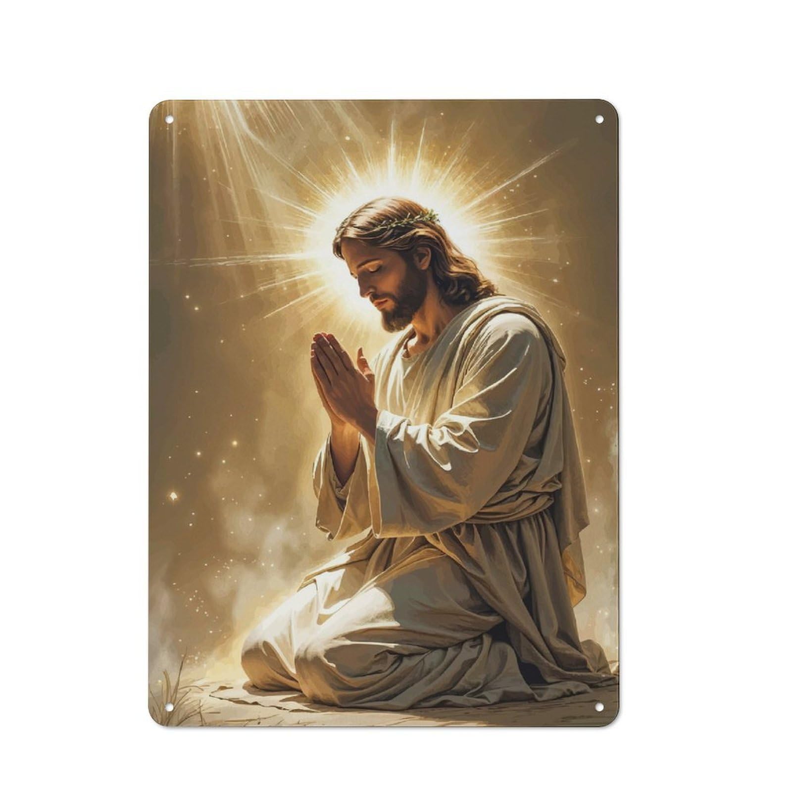 Junmoney Jesus Christ Prayer Vintage Tin Sign 40X30cm, Old Fashioned Nostalgic Wall Art For Bedroom, Office, Home Bar Or Dining Room