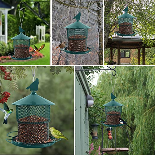 Bird Feeders For Outside Hanging, Squirrel Proof Wild Bird Feeders For Outdoor Hanging, Large Metal Bird Feeders Tube Waterproof With 4 Lbs Seed Capacity For Cardinal, Sparrow,Finch,Chickadee Etc #TOP3