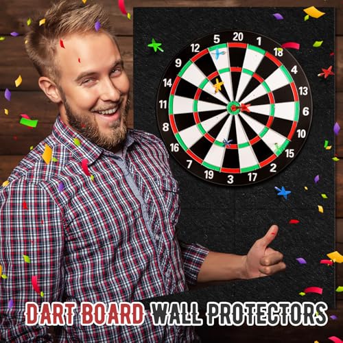 Windkream 6 Pcs Extended Length Dart Board Wall Protectors for Professional 17.75 and 18 in Dartboard Dart Backboard Dartboard Surround Backing Felt Wall with Removable Adhesive Tabs