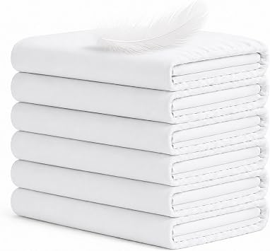 Pack of 6 Queen Fitted Sheets 59x79+11 Queen T-200 11" Deep Pocket Cotton Rich Blend Breathable, Wrinkle & Fade Resistant, Easy Care Bulk Sheets for Hotel & Commercial Use