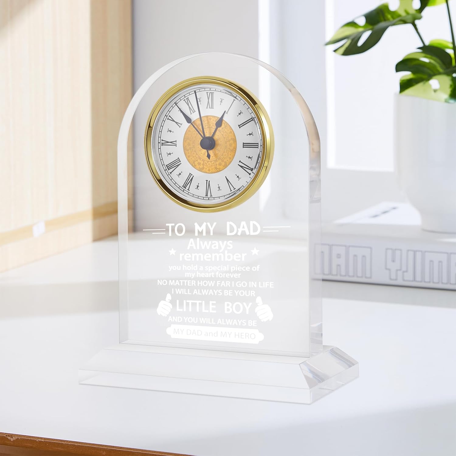 to My Dad Gifts,Quartz Desk Clock Keepsakes,Christmas Birthday Gifts for Dad from Daughter Son, Personalized Engraved Quartz Desk Clock Keepsakes(Gifts for Dad from Son) - Image 3
