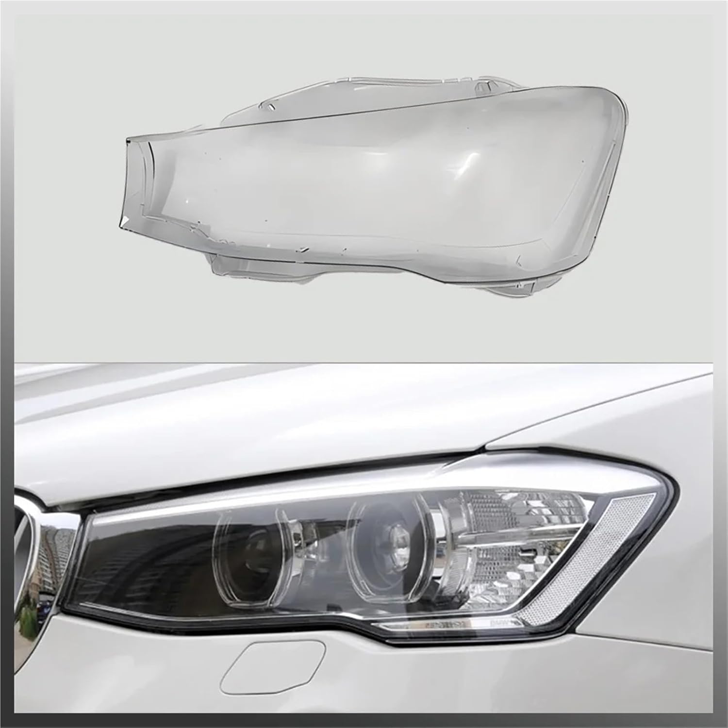 Front Headlamp Cover Headlight Lens Shell Plexiglass Replace Original Lampshade Compatible For BMW X3 X4 F25 F26 2014 2015 2016 2017(Right Side) (Left Side)
