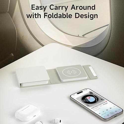Miniatura 6 de Zazum Estación de carga inalámbrica para carga inalámbrica magnética plegable para múltiples dispositivos de carga rápida, cargador inalámbrico para