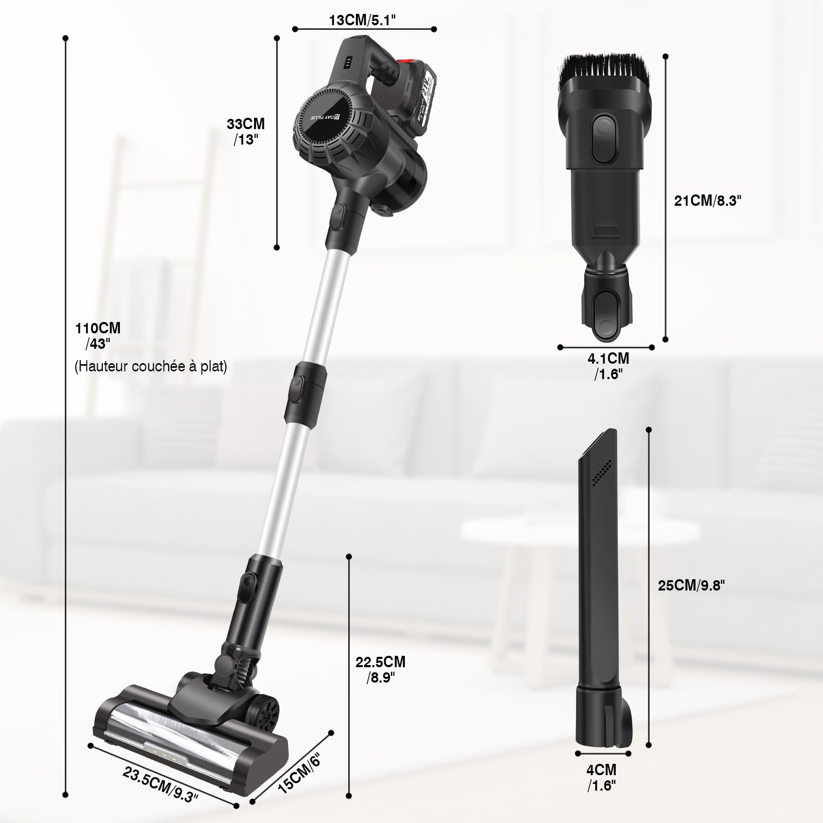 Aspirateur Balai sans Fil Multifonctions 4 en 1 Hoover Laveur avec Batterie Rechargeable 3000mAh - 2 Mode D'aspiration De Puissance