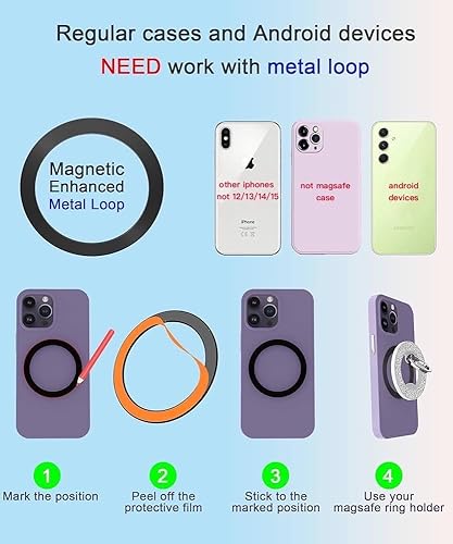 Miniatura 5 de DATIMIRA Soporte magnético para anillo de teléfono, color negro+morado profundo