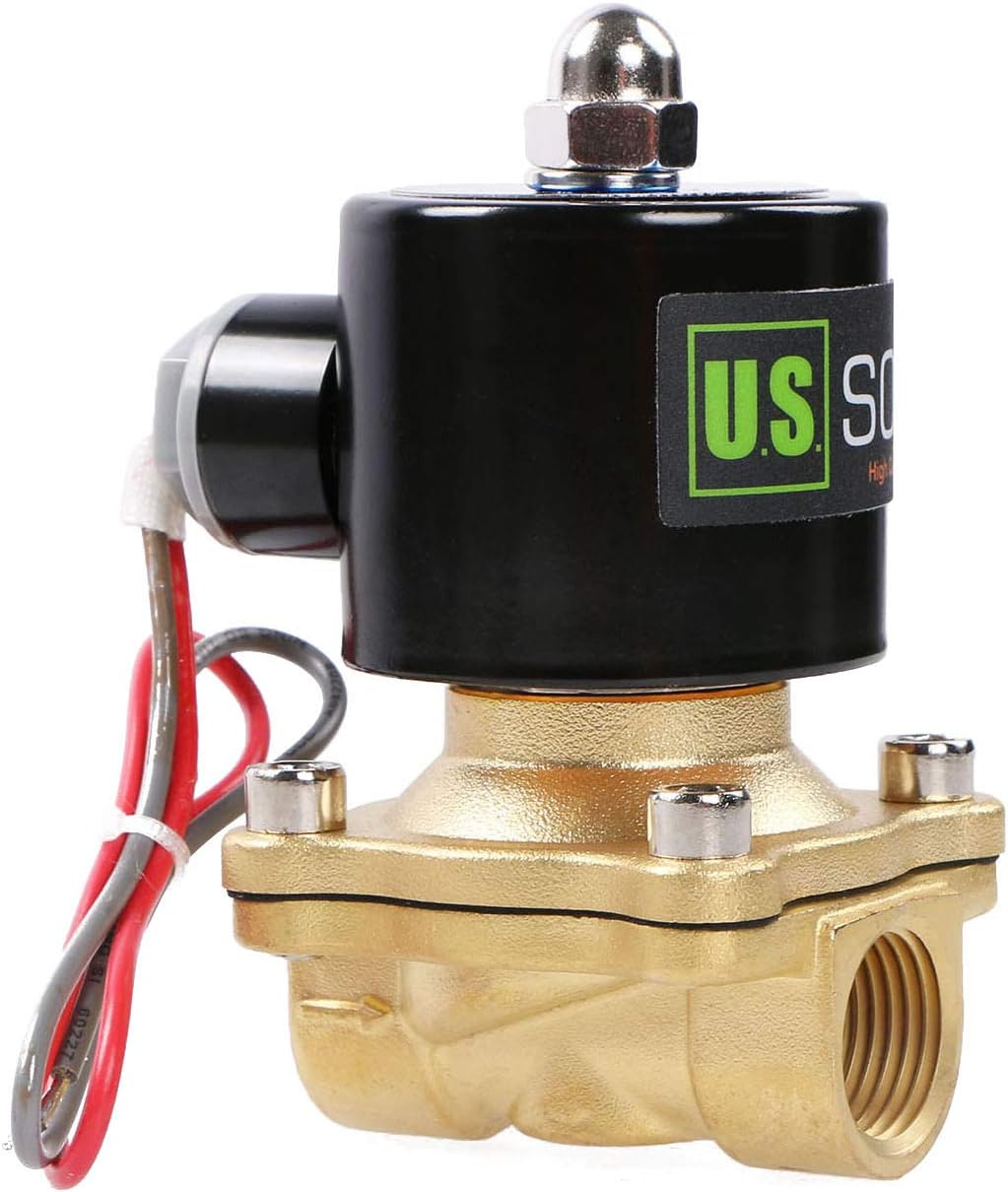U.S. Solid 1/2" Brass Electric Solenoid Valve 24VAC VITON Seal N.C. (Air, Gas, Fuel.)