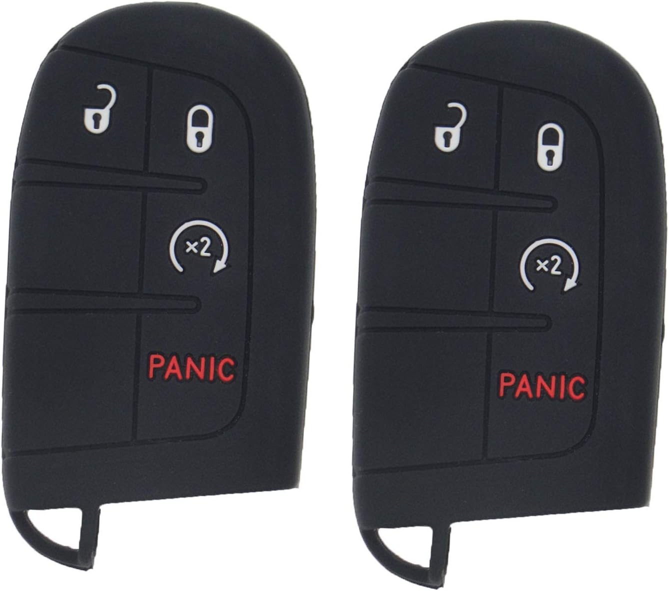 LemSa2Pcs Silicone Keyless Entry Remote Car Smart Key Fob for Dodge Durango Journey Dart Challenger Jeep Renegade Fiat M3N-40821302 / M3M-40821302, Black