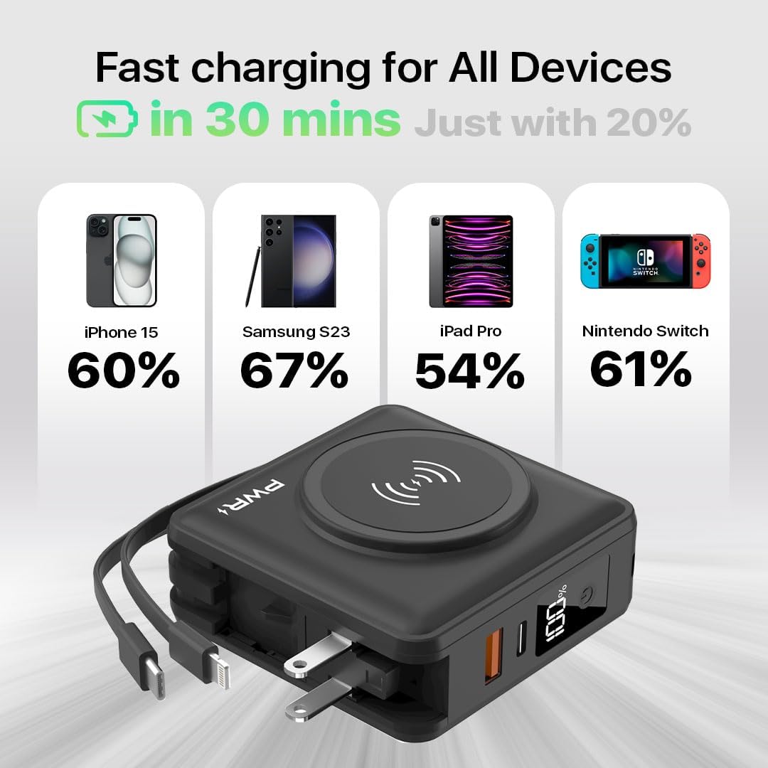 PWR Travel PRO 5 in 1 Power Bank + Versa 4 in 1 Apple Watch Portable Charger