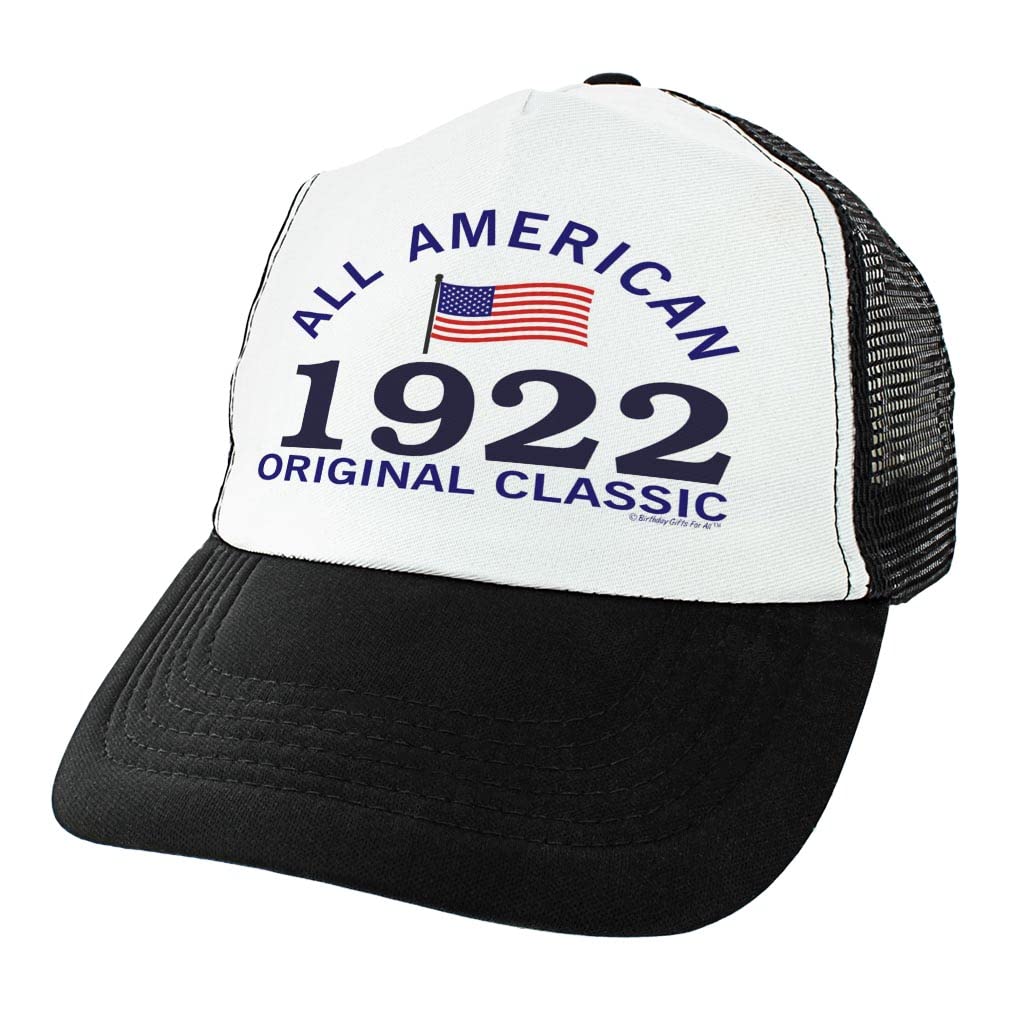 100th Birthday Gifts All American 1921 Original Classic Hat Turning 100 Birthday Party Trucker Hat Black