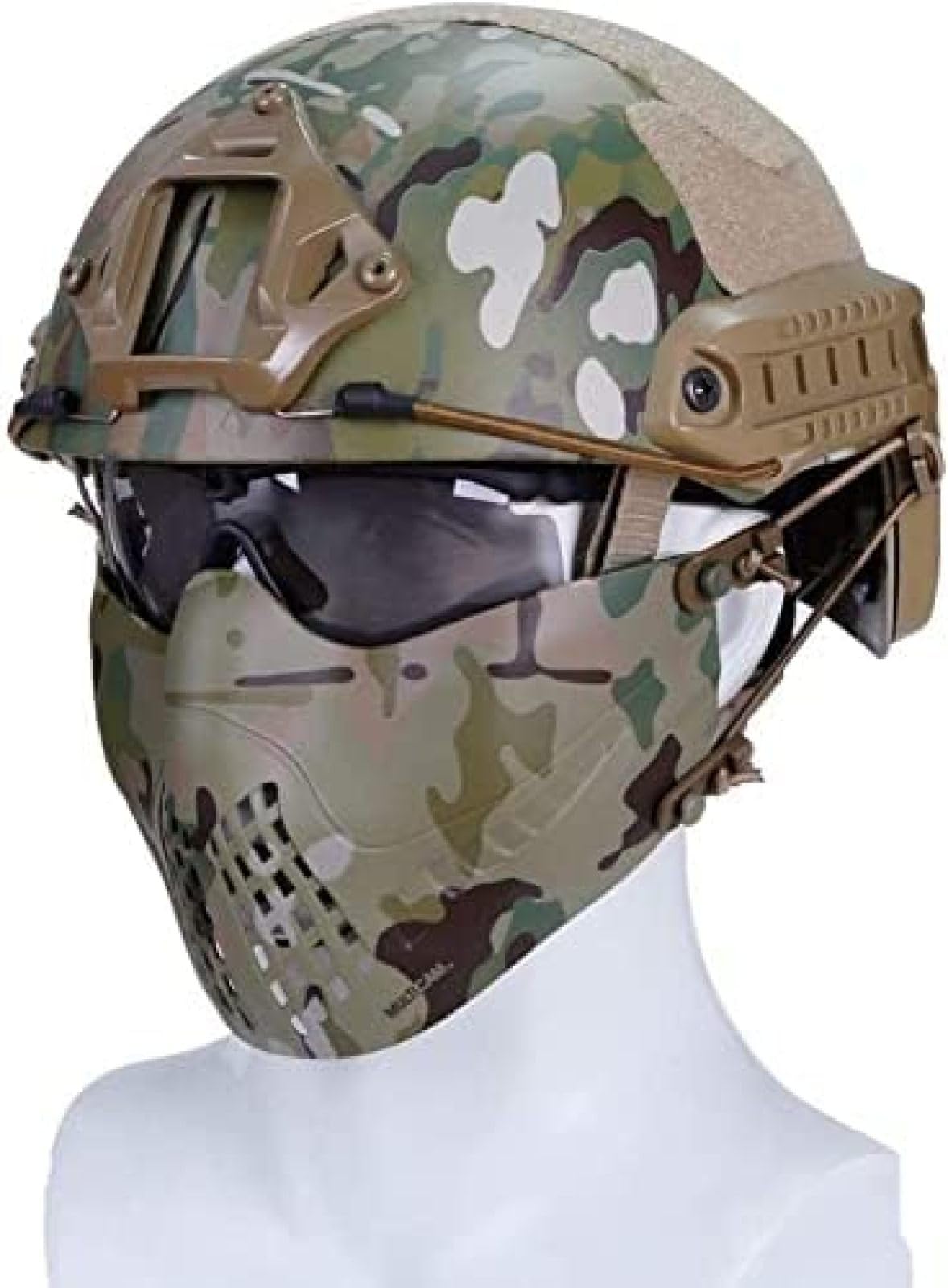 Masque Tactique Airsoft Avec Casque Et Lunettes - Protection Complète, Double Mode De Port, Idéal Pour Jeux En Extérieur - 6