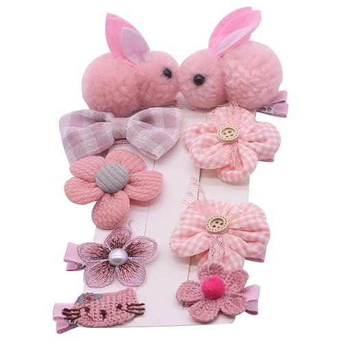 Lindas pinzas para el pelo para niñas, 9 piezas de pasadores de pelo con broches de presión totalmente forrados, cocodrilo, conejo, accesorios para