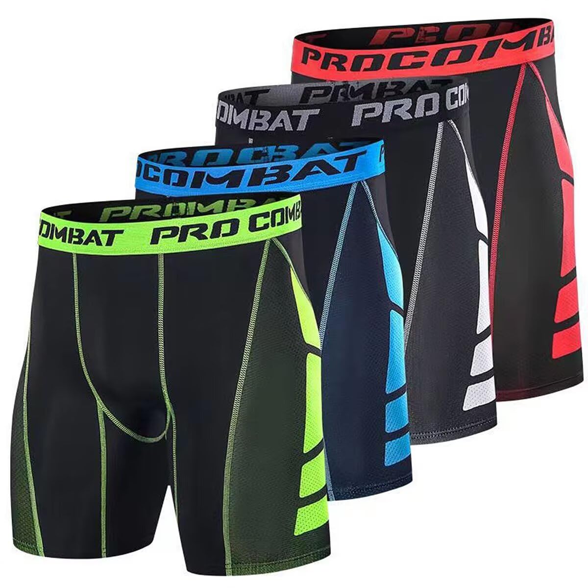 Rivccku Laufhose Herren kurz Boxershorts Kompressionsshorts 4 Pack Schnelltrocknendes Laufhose Männer Fußball Radlerhose