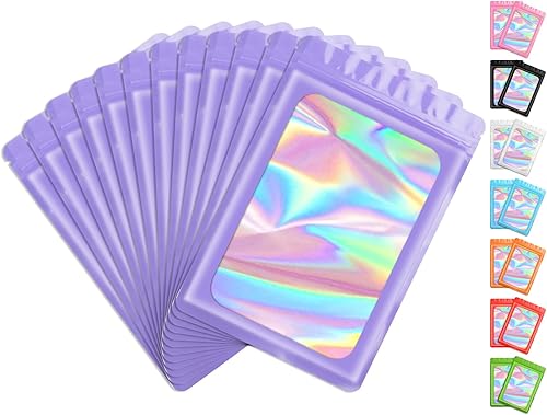 FUNFERY 100 bolsas resellables transparentes, bolsas holográficas transparentes, bolsas de embalaje a prueba de olores, bolsas de almacenamiento de
