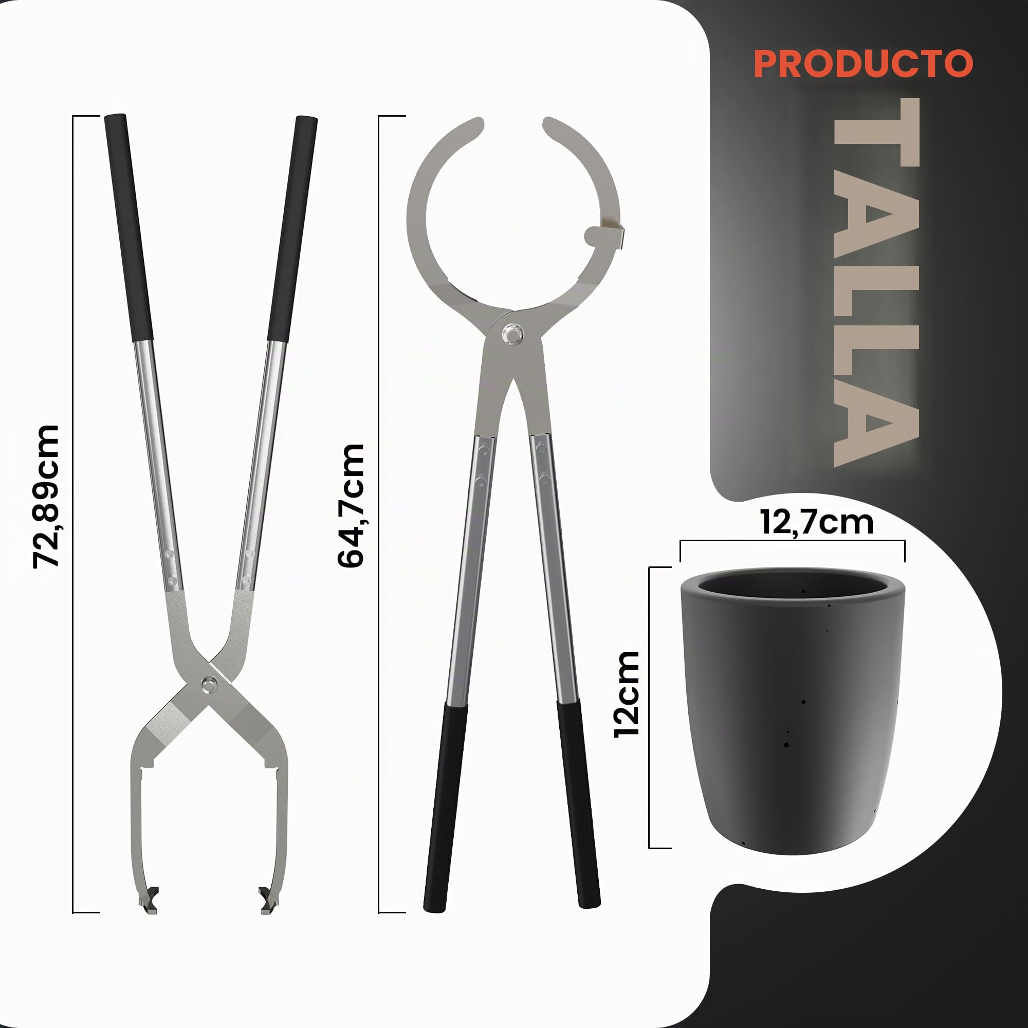 Juego de alicates para crisol con 2 crisoles de grafito para fundir metal, crisol para fundir metal, alicates de elevación y fundición para herramientas de fundición de metal (3 kg - 390 ml)