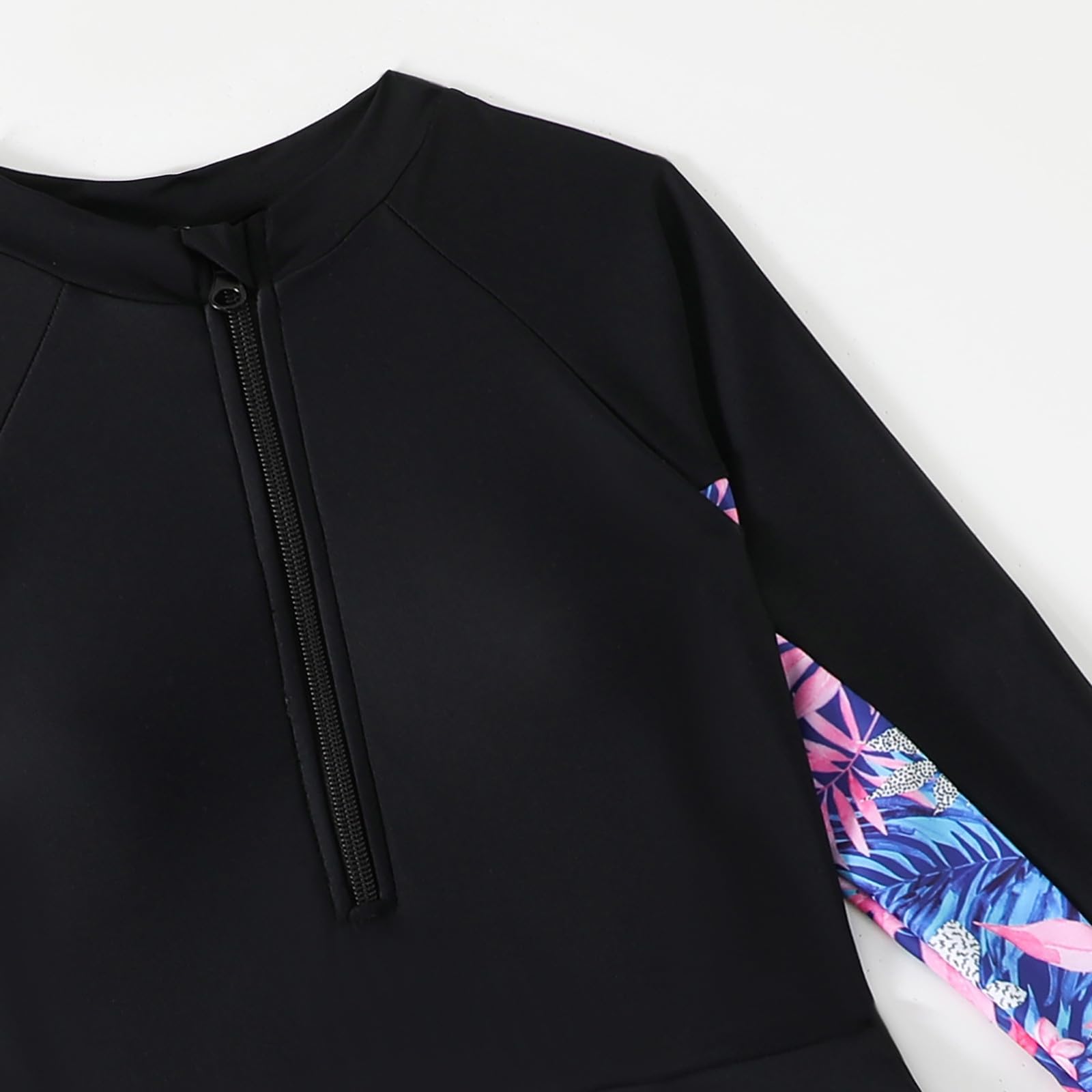 Islamisches Burkini-Set für Mädchen, Langarm-Badetop mit Reißverschluss und Hose, Zweiteiliger Badeanzug mit Rüschen, Bescheidener Schwimmanzug für Kinder, 5-11 Jahre, für Schwimmen, Strand & Sommer