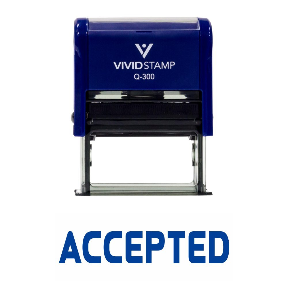 Accettato self inchiostrazione timbro di gomma 3/4" x 1-7/8" - Large Blue