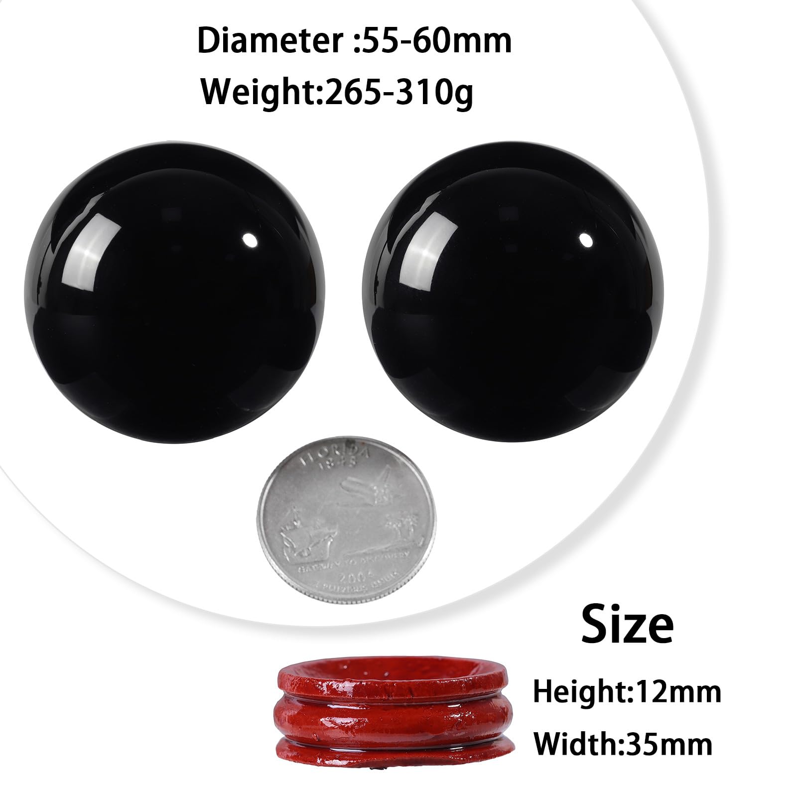 mookaitedecor Natural Black Obsidian Crystal Ball with Stand 55mm-60mm Small Healing Reiki Stone Crystal Sphere Scrying Divination Crystal Witchcraft Supplies Wiccan Gifts Spiritual Black Room Decor - Image 2