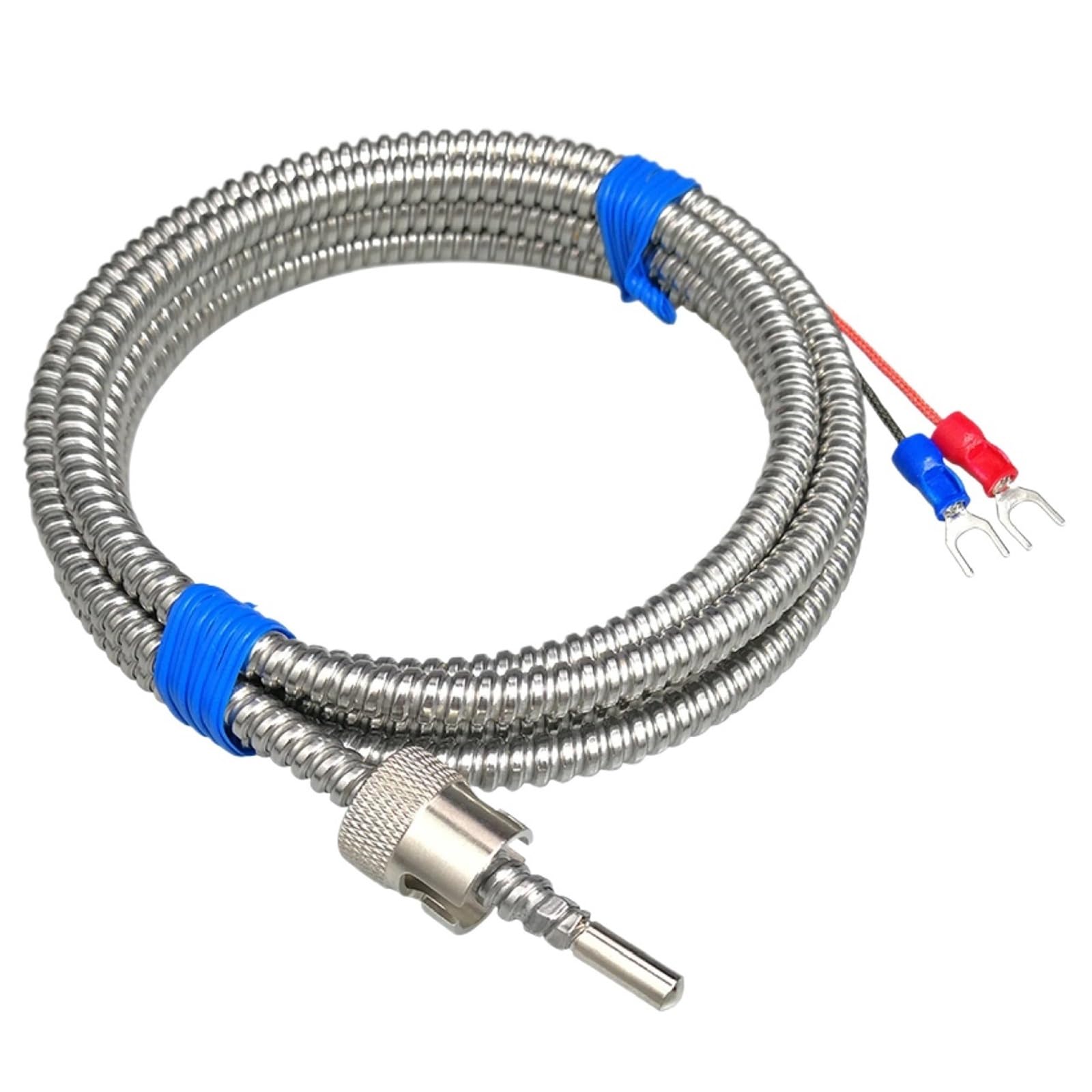QfUxYYSLD Thermocouple Temperature Sensor Type J PT100 K, Adjustable Probe for Use in Industrial Heaters Injection Molding Machines (J 0-600 5M)