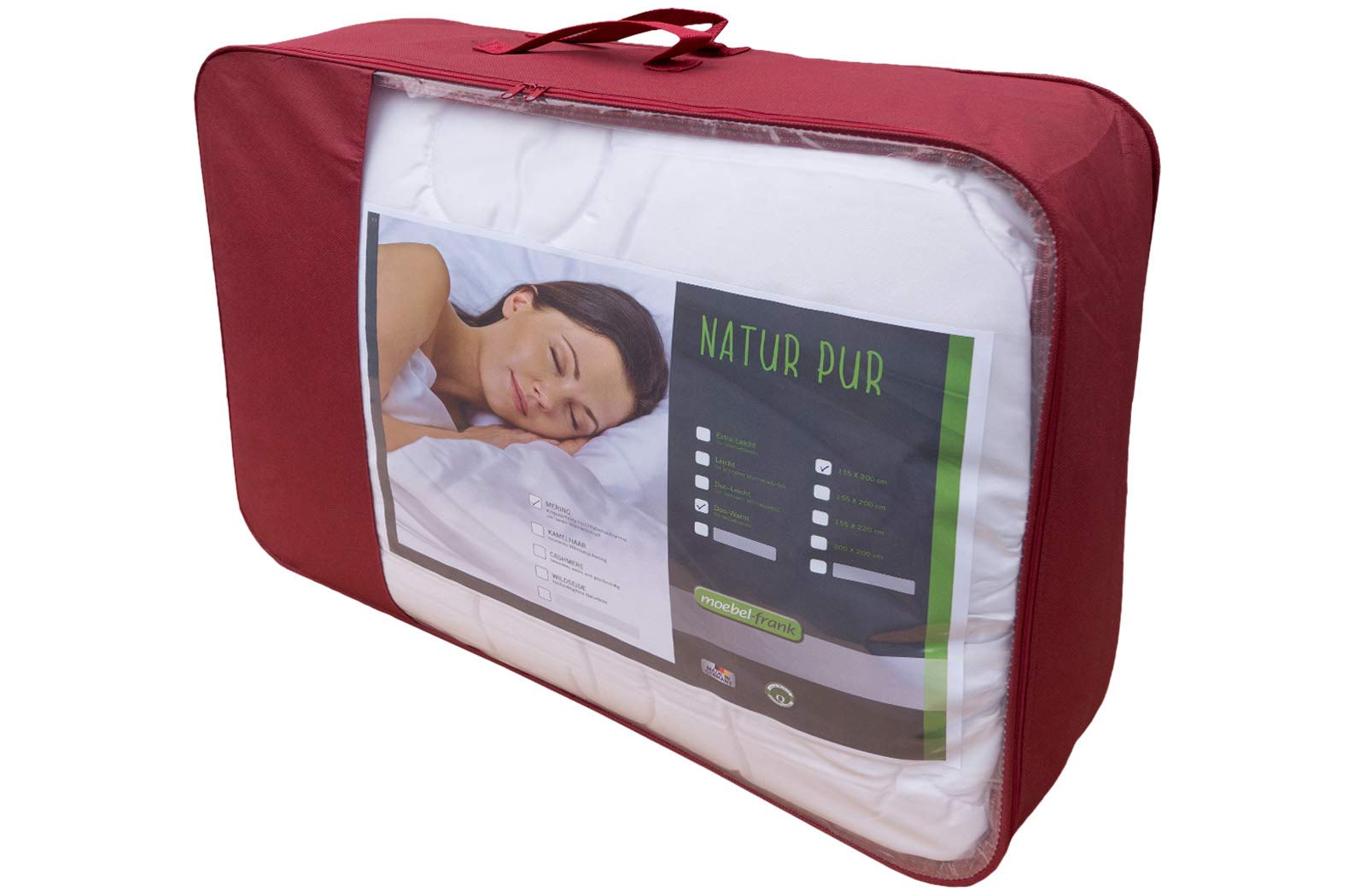 franknatur Bettdecke 155x220 Winterdecke Schurwolle Baumwolle Melina | warme Winterbettdecke, Füllung aus 100 % Merinowolle, Bezug 100 % Baumwolle Edel Satin, waschbar, OEKO-TEX