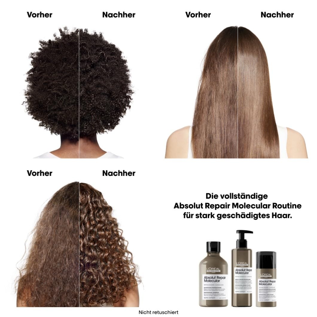 L'Oréal Professionnel Set mit Shampoo, Rinse-Off Serum und Leave-In, Meteora Geschenkset, Mit Peptidbondern & 5 Aminosäuren, Für stark strukturgeschädigtes Haar, Serie Expert, Absolut Repair Molecular