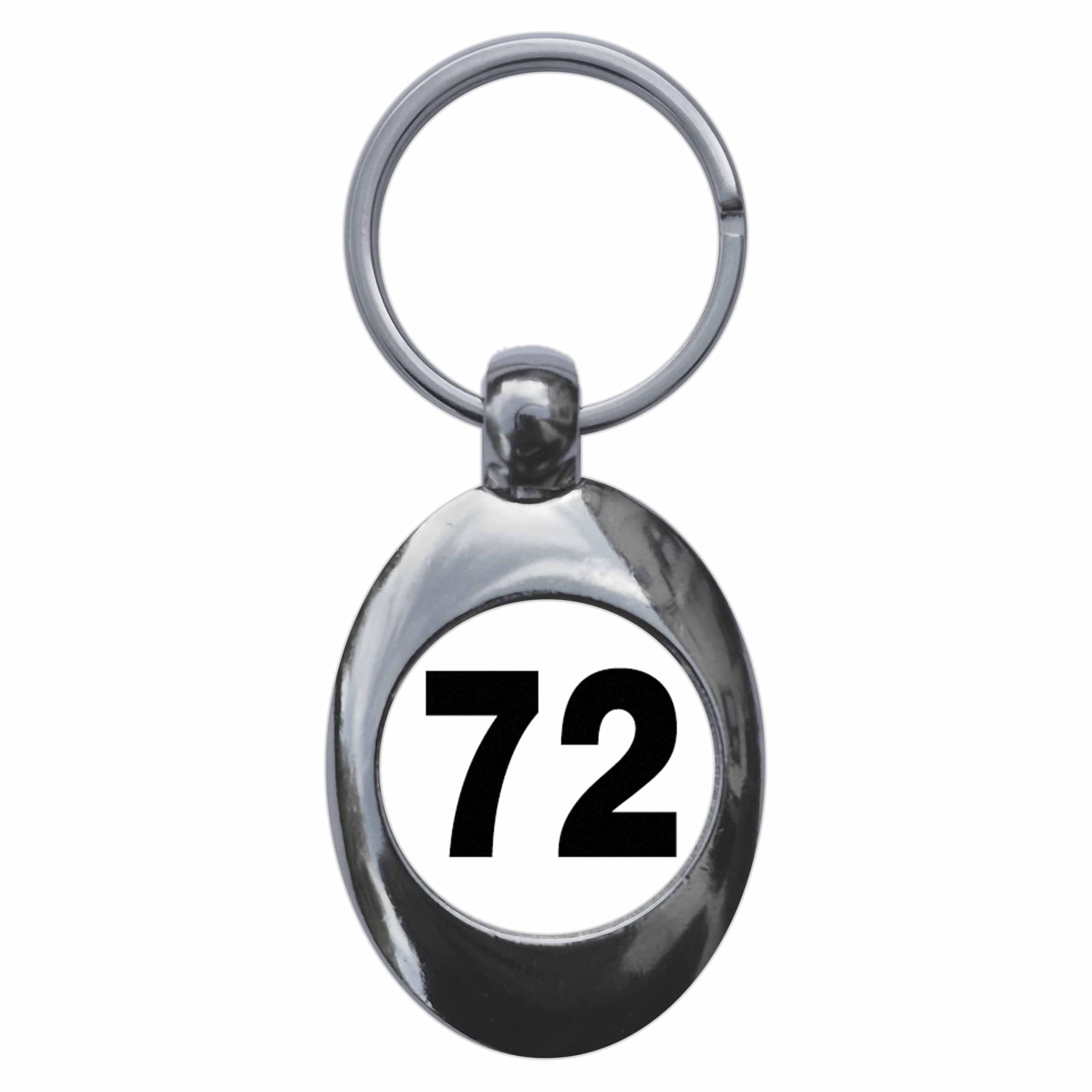 Ozorath Plain Number 72 Seventy Two Keyring Keychain Key Ring Chain With Trolley Coin