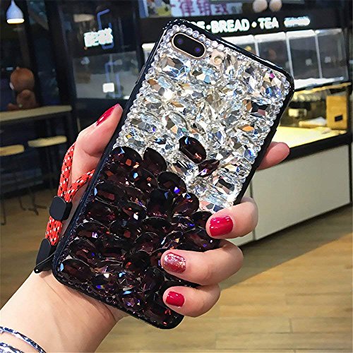 Case for HTC Desire 530,Luxury 3D Handmade Sparkle Stunning Stones Crystal Rhinestone Bling Full Diamond Gemstone Glitter Case for HTC Desire 530(B White/Wine)