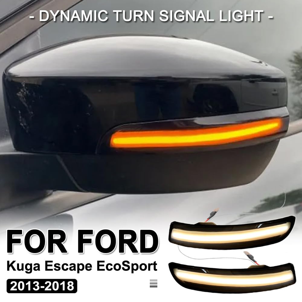 Do F-ord Kuga Escape EcoSport 13-18 Focus 3 MK3 SE ST RS US Dynamiczne światło kierunkowe LED boczne lustro sekwencyjne (biały)